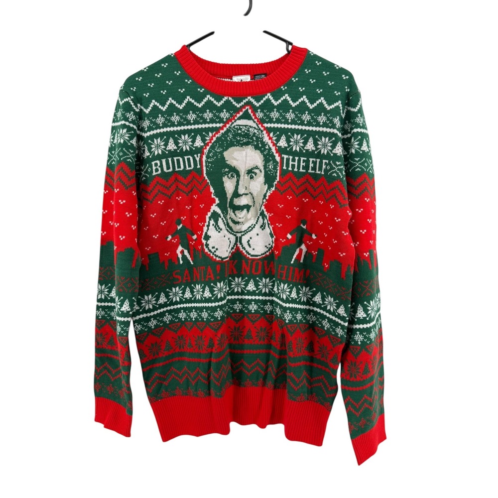 Elf Buddy The Elf‎ Santa I Know Him Ugly Christmas Sweater Men's M/M